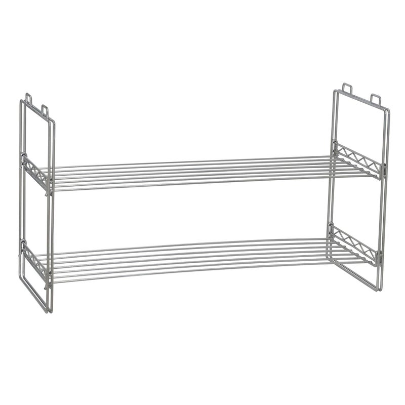 Household Essentials Stackable Two-Tier Shoe Rack, Chrome - Image 1